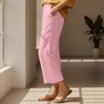 thumbnail image 6 of Fmbrln Ankle Pants for Women Casual Comfy Stretchy Waist Work Pants Summer Fashion Loose Straight Leg Pants with Pockets, 6 of 9