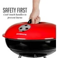thumbnail image 5 of OVENTE 14 inch BBQ Charcoal Grill, Dual Venting System, Stainless Steel, Red GQR0400BR, 5 of 7