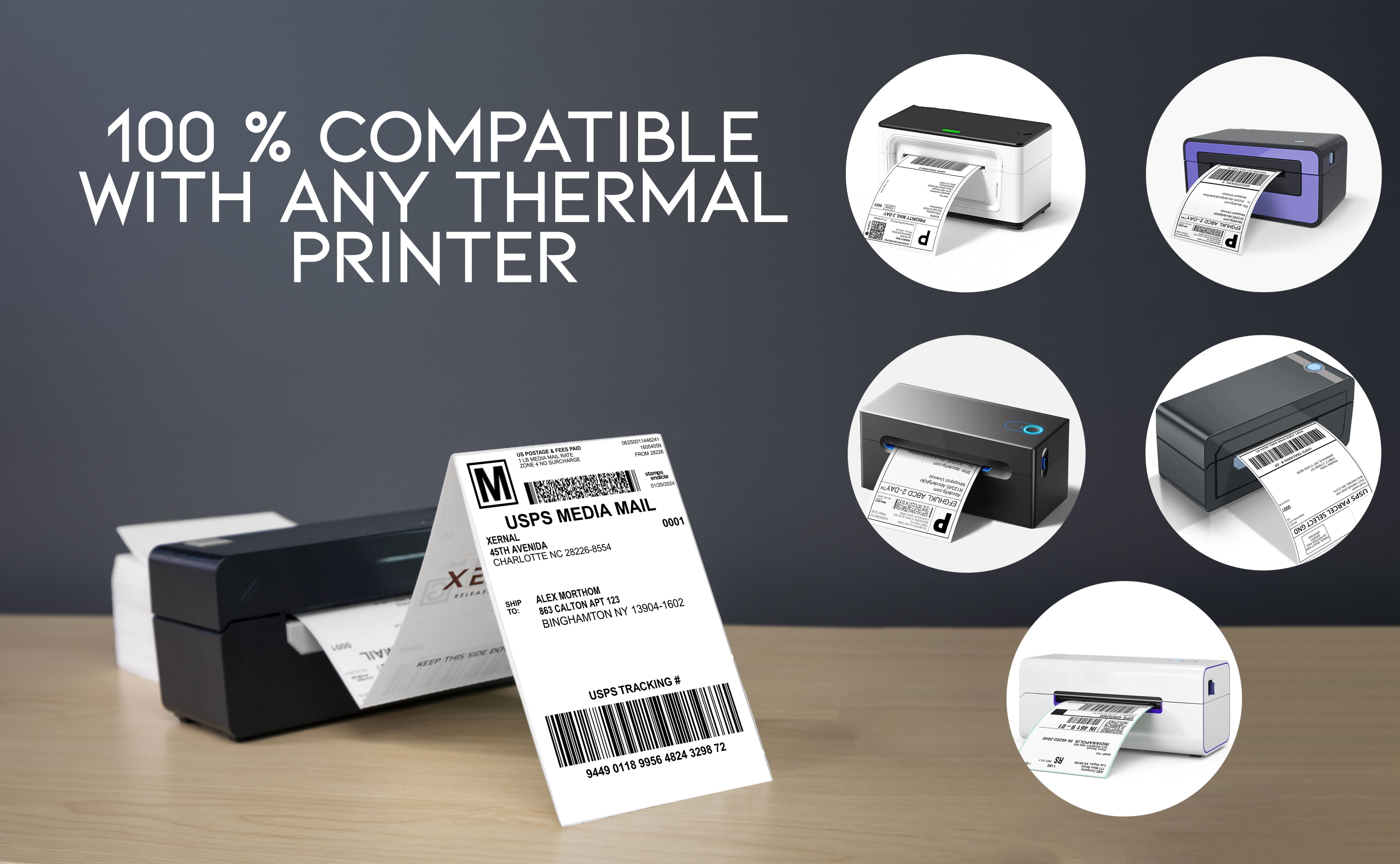 XERNAL 4x6 Thermal Shipping Labels Fanfold, 2000 Count
