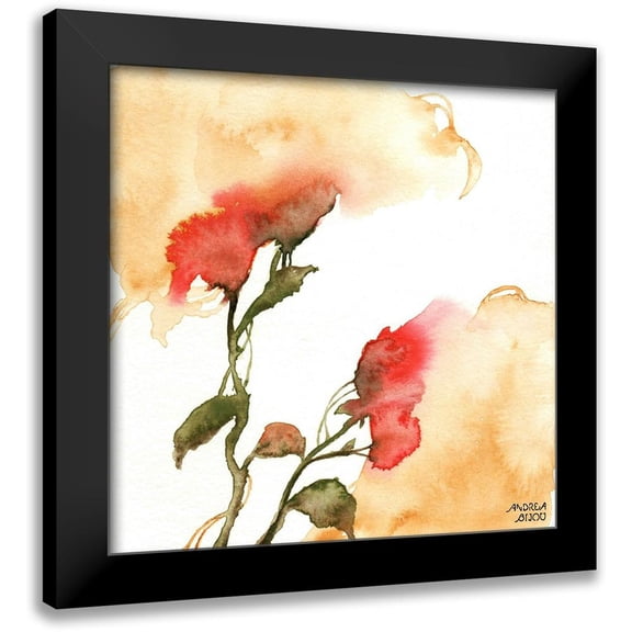 Bijou, Andrea 12x12 Black Modern Framed Museum Art Print Titled - Watercolor Floral Yellow and Red II