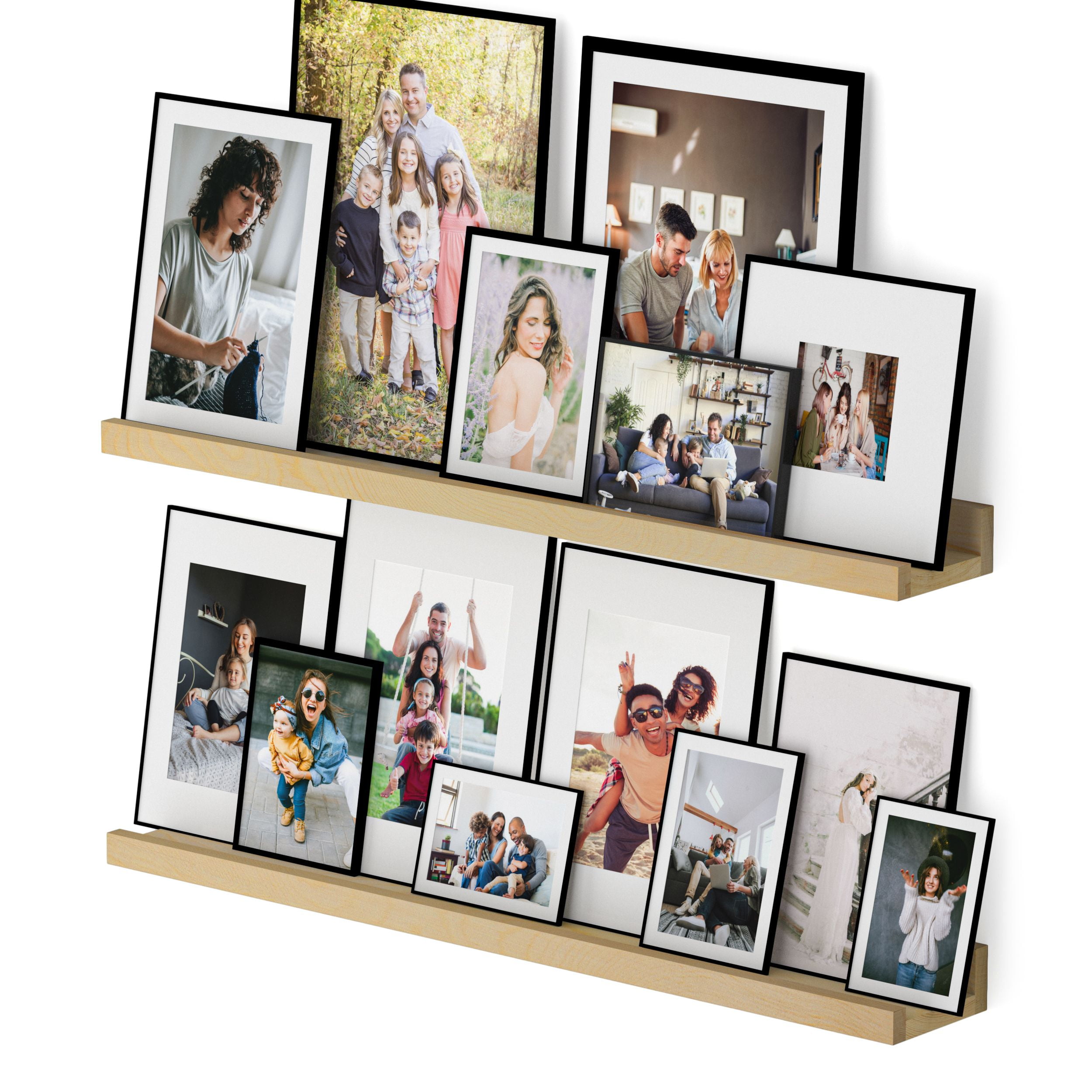 Wallniture Denver 24" Picture Ledge Natural Wall Shelf Vinyl Record