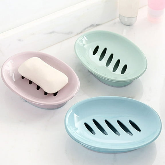 Masteelf Oval Soap Dish with Drainage for Bathroom Kitchen Assorted Color 3 Pcs