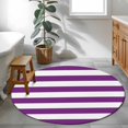 thumbnail image 4 of Round Area Rug 3ft,Purple and White Stripes Pattern Washable Carpet Non-Slip Runner Accent Rugs Indoor Floor Mat for Bedroom Living Room Decor,Modern Horizontal Stripes, 4 of 9