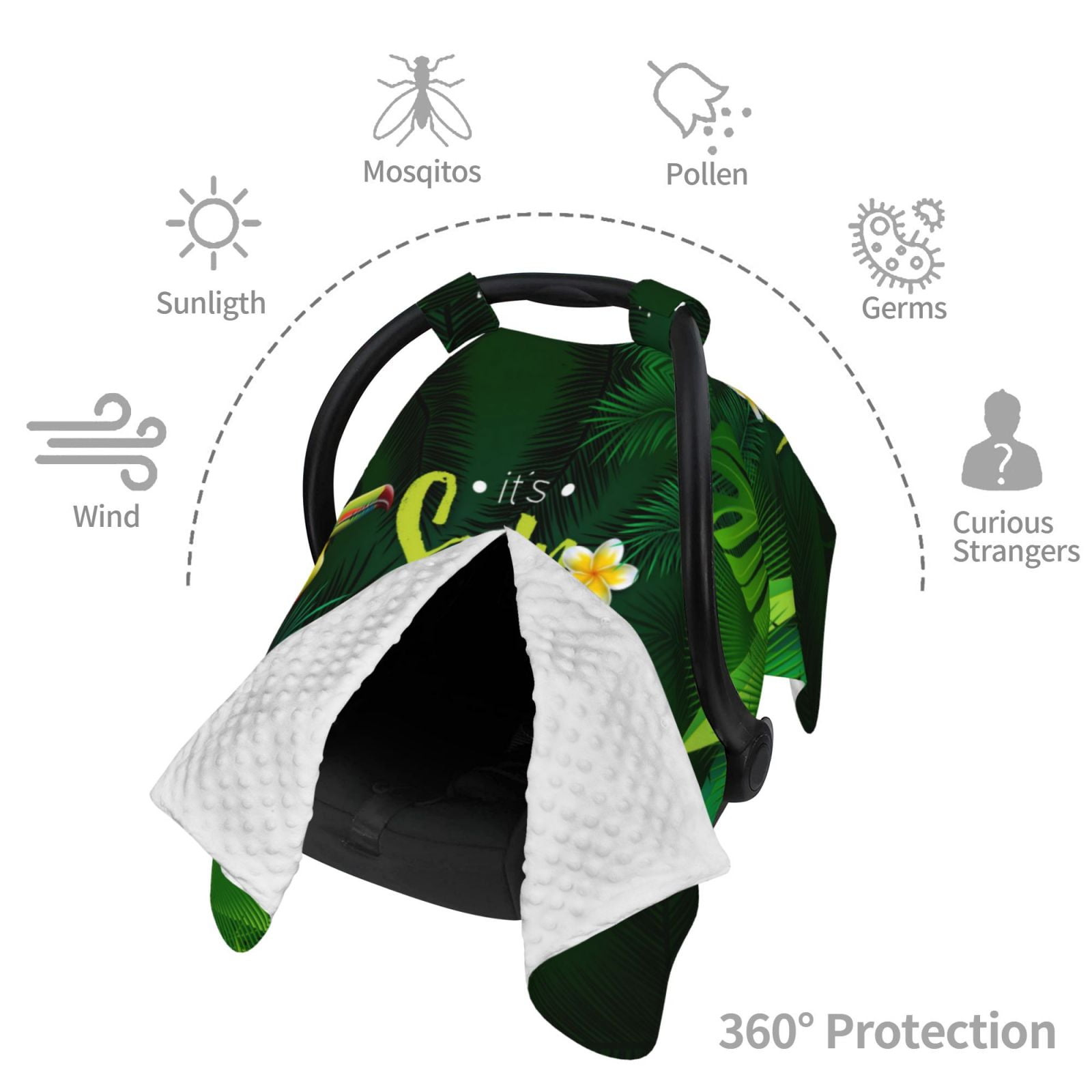 Car Seat Cover Baby - Tropical Summer Vibes Breathable Infant Car Seat Cover for Baby Carseat, Lightweight Comfort Baby Essentials Must Haves Newborn Stuff for Girl Boy