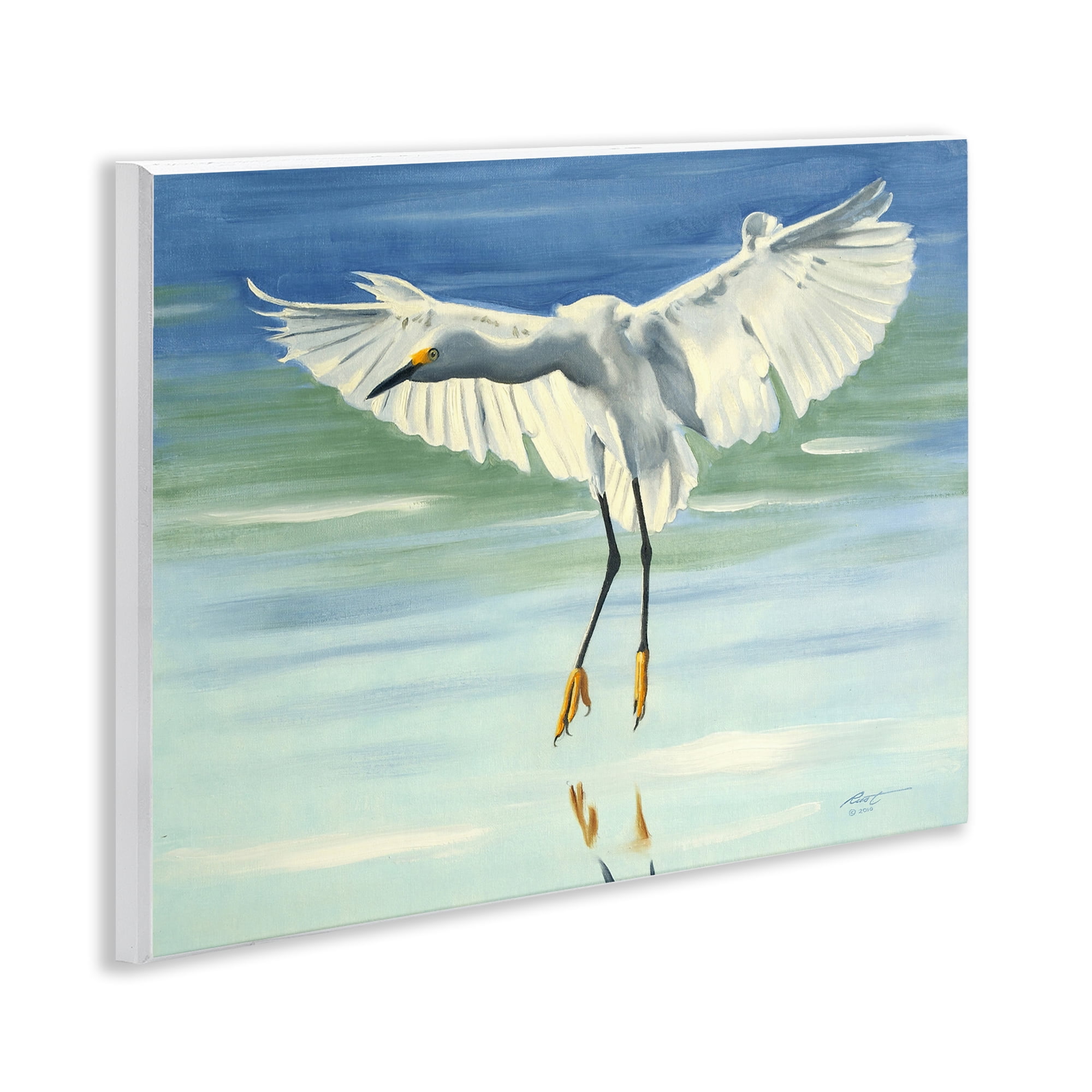Stupell Industries Snowy Egret on Beach Animals & Insects Painting Unframed Art Print Wall Art, 14 x 11