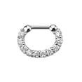 thumbnail image 3 of 16ga Septum Clicker Cartilage, Rook, Daith Single Line Paved Gem 316L Steel, 3 of 6