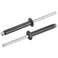thumbnail image 1 of Unique Bargains Rivets pour Stores à Tête Ronde Plate en Aluminium 4mm x 25mm, Noir, Lot de 100, 1 of 5