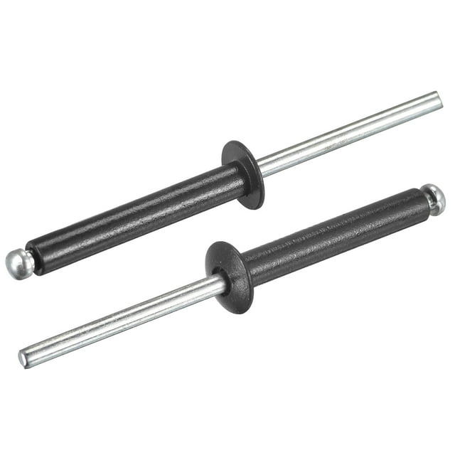 Unique Bargains Rivets pour Stores à Tête Ronde Plate en Aluminium 4mm x 25mm, Noir, Lot de 100