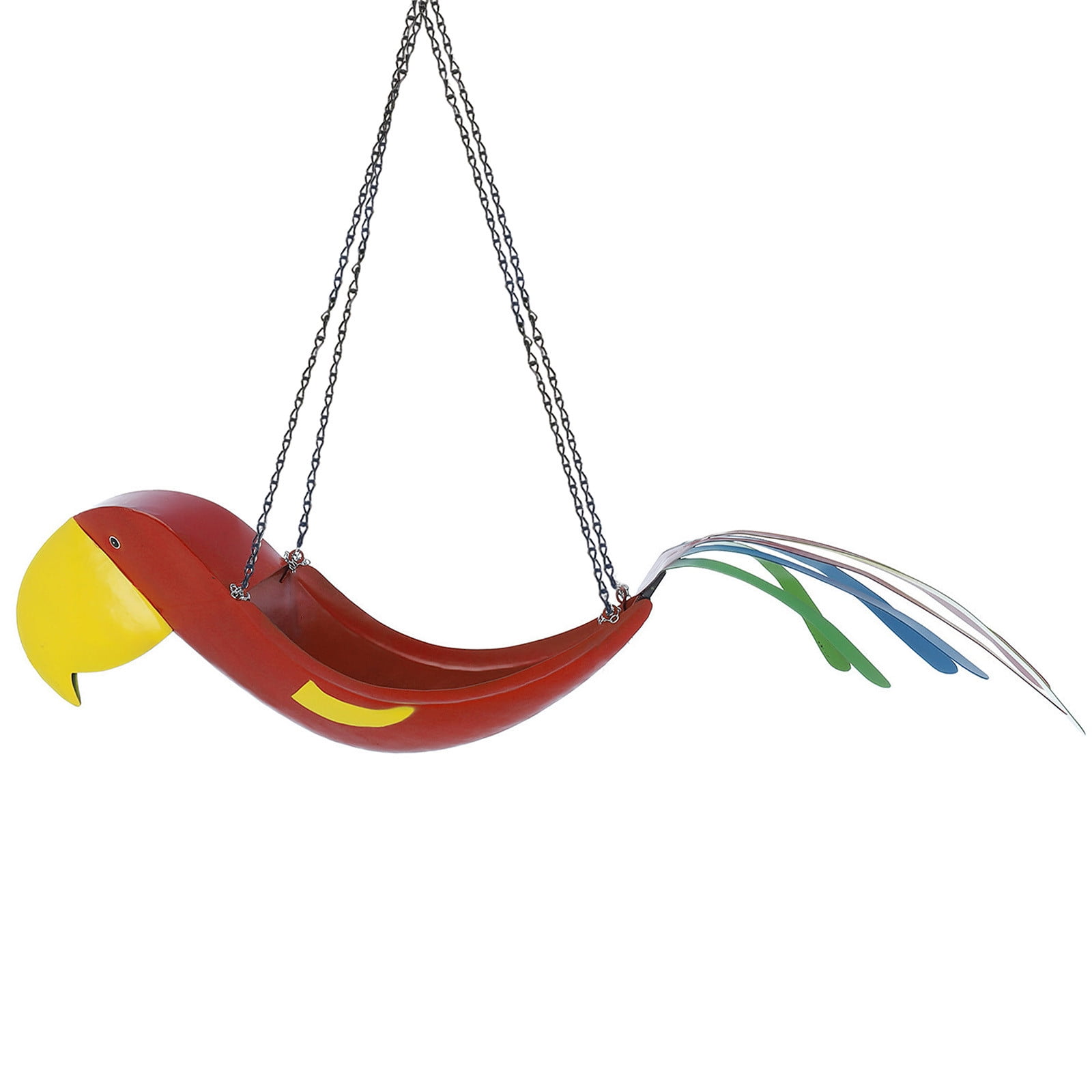 Red color hanging parrot planter with multicolored tails Bird Planter 