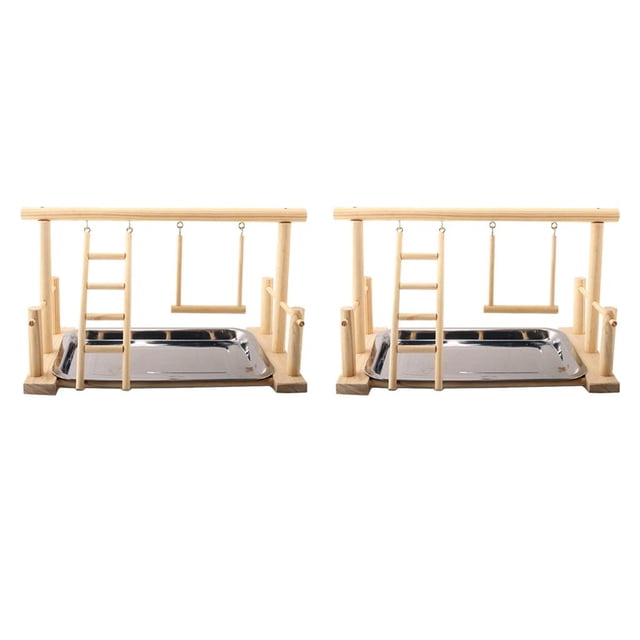 2 Piezas Portátil Bird Play Stand Parrot Playground Wood Climb Ladder Salvador Dali Bird Play Gym