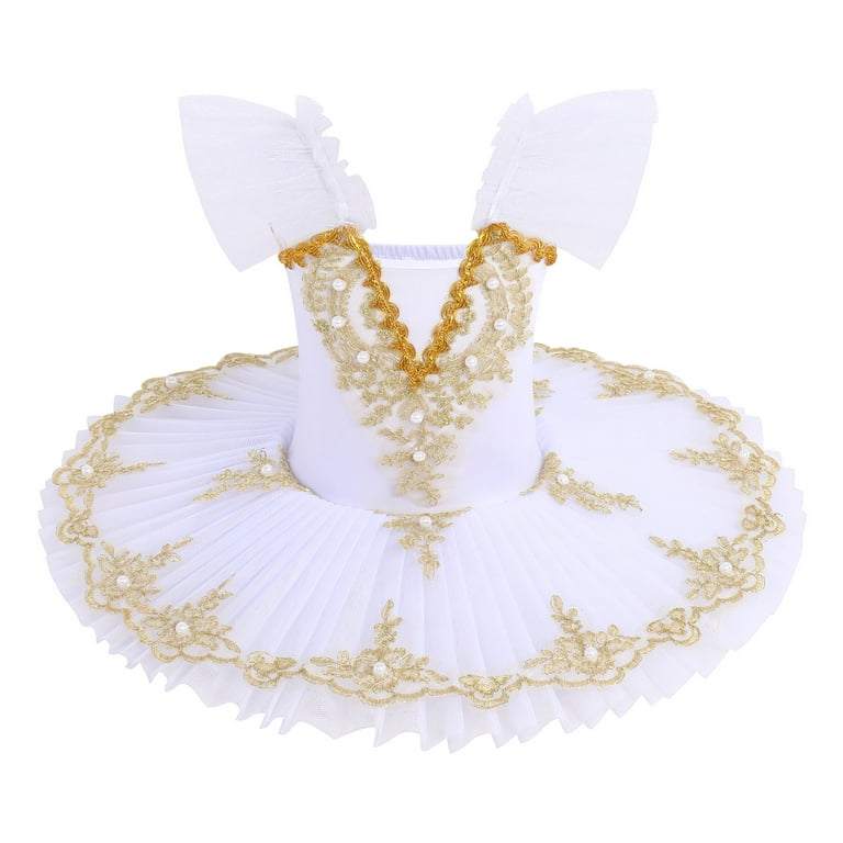 Tulle Tutu Skirt Ballet Dance Layered Fluffy Costume Swan Lake Performance  Dress Up Competition for Toddler Kids Children White