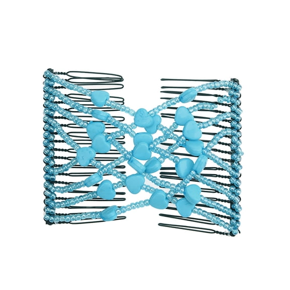 ZQUUVOU Pearl Hair Clips Combs Set for Women Elastic Beaded Stretch Double Clips Magic Combs Hair Girls Vintage Hair Accessories Blue