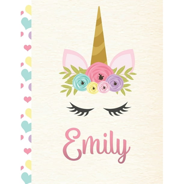 Emily: Personalized Unicorn Sketchbook For Girls With Pink Name   110 Pages. Doodle, Sketch, Create! (Other) 