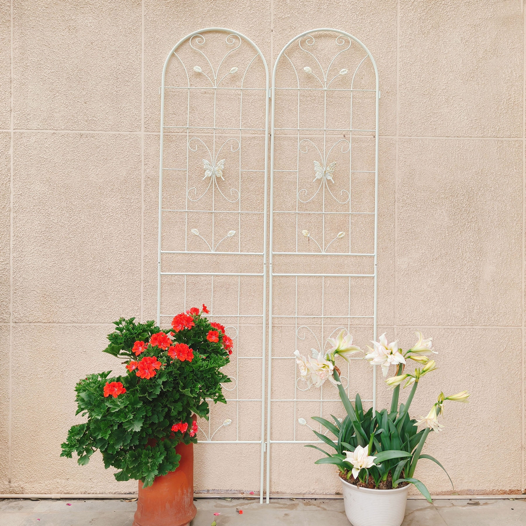4 Pack Large Garden Trellis 86.7"H x 19.7" W Heavy Duty Rustproof White Iron Plant Trellis for Potted Plant Support Metal Climbing Rose Trellis Vine Vegetable Cucumber