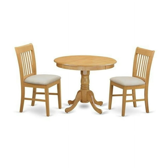 Kitchen Table & 2 Dining Chairs with Microfiber Upholstery Seat, Oak