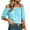 Sky Blue, variant on Ayolanni Ruffled Womens Blouses Plaid V-Neck Elastic Short Sleeve Blouse Casual Loose Puff Off the Shoulder T-Shirt Tops for Women Black L