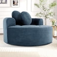 thumbnail image 3 of Leumius Oversized Round Chair Lounge Chaise Indoor,Upholstered Round Sofa Bed with Memory Foam,Comfy Cloud Circle Chair with Deep Seat for Living Room Bedroom,No Assembly Required,Blue, 3 of 10