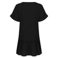 thumbnail image 6 of Bigersell Spaghetti Strap Dresses for Women Solid Color Short Sleeve V-neck Drape Pleated Dress Beach Wedding Guest Dresses for Female Regular Wrap Dresses, Style 33293, Black M, 6 of 9