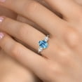 thumbnail image 4 of Gem Stone King 925 Silver and 10K Yellow Gold Swiss Blue Topaz and White Moissanite Engagement Ring for Women | 3.05 Cttw | Oval Checkerboard 9X7MM | Gemstone November Birthstone | Size 6, 4 of 7