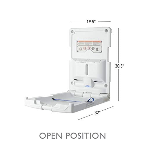 SafetyCraft Wall-Mounted Baby Infant Changing Station, Vertical Changing Table with Safety Straps for Commercial Restrooms, Light Gray