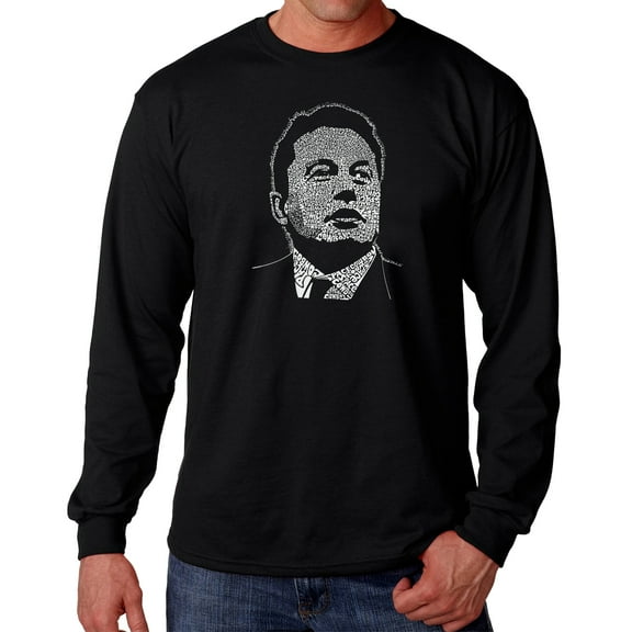 Men's Word Art Long Sleeve T-shirt - Elon Musk
