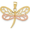 thumbnail image 4 of 14K Two-Tone White Rhodium Dragonfly With Beaded Diamond-Cut Wings Charm (24.6 X 28.2) Made In United States k9439, 4 of 5