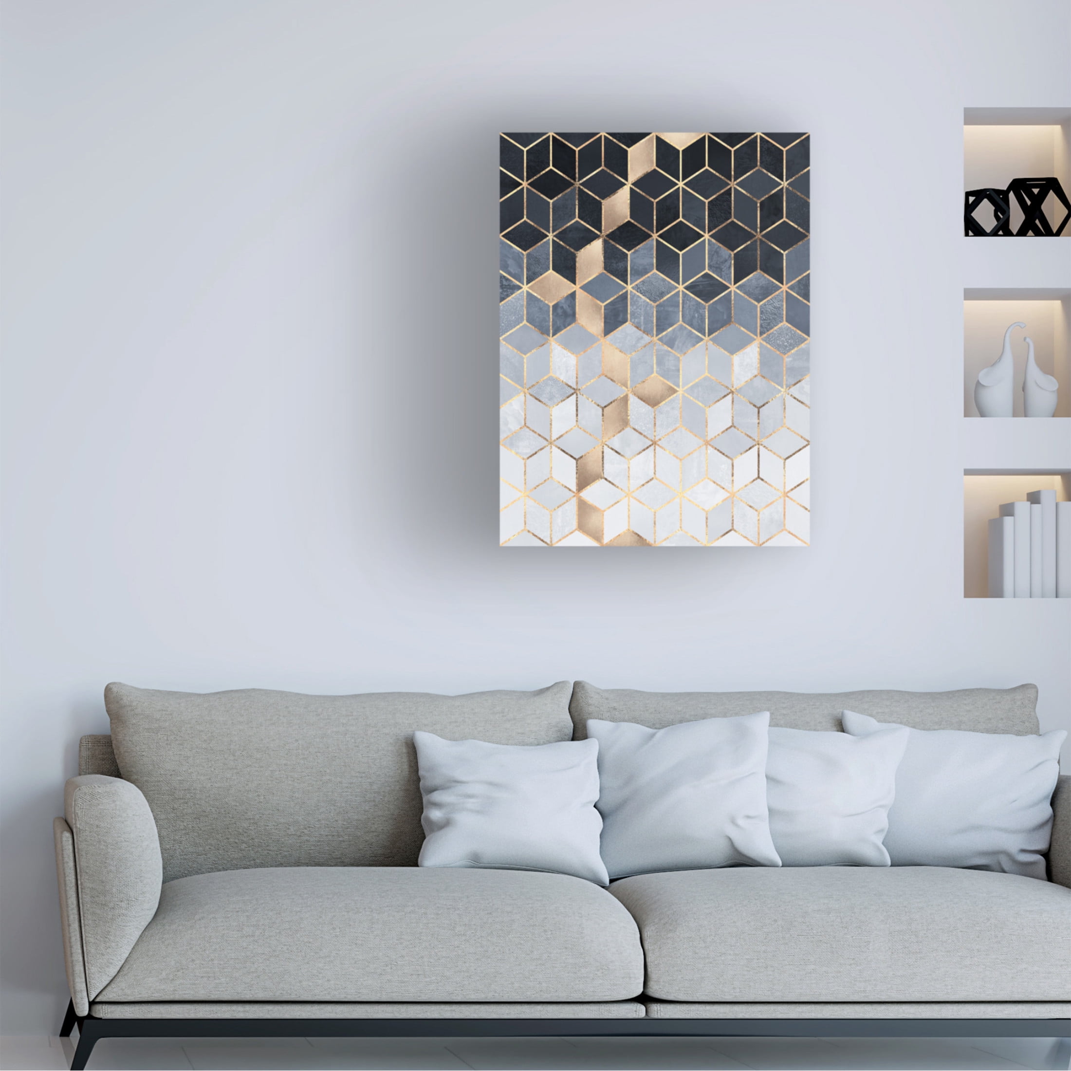 Trademark Fine Art Elisabeth Fredriksson Soft Blue Gradient Cubes Canvas Wall Art