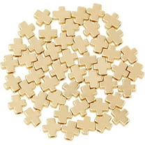 50Pcs Cross Beads Metal Cross Holy Beads Alloy Crucifix Spacer Beads Gold Cross Beads for Earrings Bracelets DIY Jewelry Making Hole: 1.5mm golden Gold Color