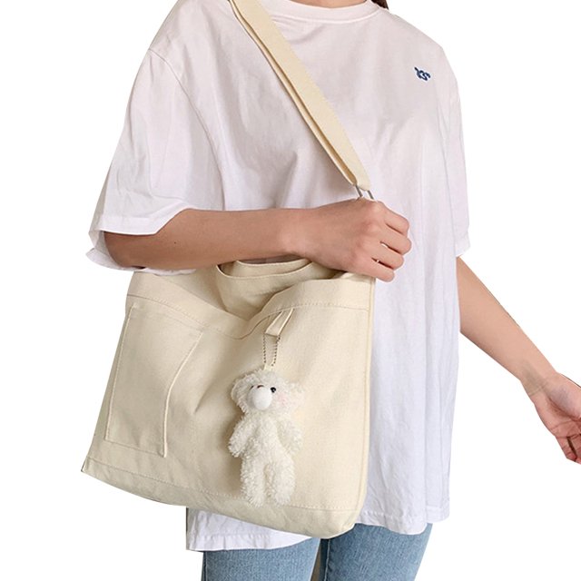 Hukapapa Bolso de color sólido Bolso de mujer de ocio Bolso de hombro de gran capacidad Bolso mensajero de literaturablanco