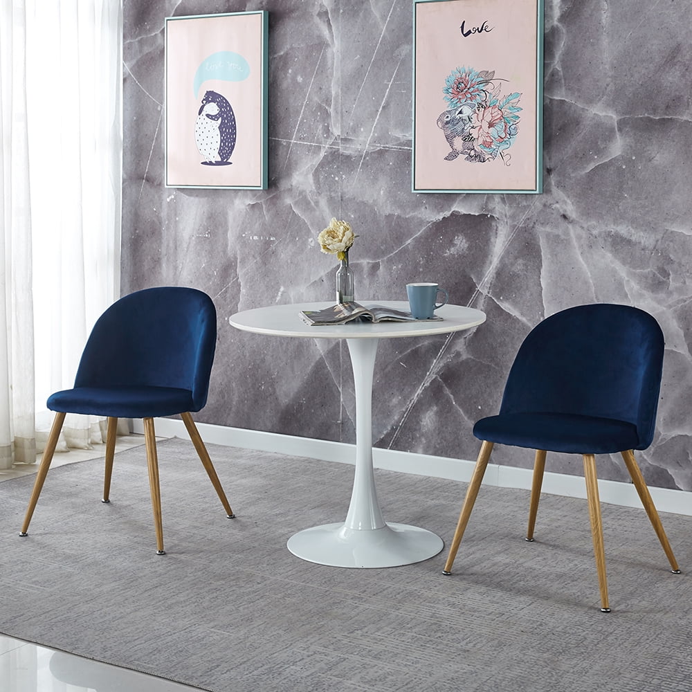Kepooman Set of 2 Velvet Upholstered Dining Chairs with Backrest, Blue Kepooman Set of 2 Velvet Upholstered Dining Chairs with Backrest, Blue