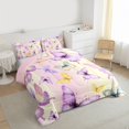 thumbnail image 3 of Homewish Kids Dreamy Butterfly Full Size Comforter Sets, Magic Animal Bedding Comforter Set, Yellow Purple Cartoon Reversible Bedding Sets, Luxury Bedroom Decor, 3-Piece, 3 of 8