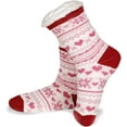 thumbnail image 3 of Gilbins Winter-Weight Thermal Thick Knit Fleece-Lined Cozy Sherpa Lined Fuzzy Slipper Socks With Grippers (Hearts Stripes 3 Pack), 3 of 4