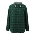 thumbnail image 5 of Arlun Plaid Flannel Long Sleeve Shirts for Women Buffalo Checkered Button down Loose Fit Blouse Tops Soft Comfy Fall Winter Stylish Outfits for Layering Dark Green XL, 5 of 7