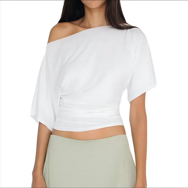 Tops de Verano con Hombros Descubiertos para Mujer, Camisetas para Salir, Top Corto Sin Mangas, Ropa de Moda, Conjuntos de 2025 S