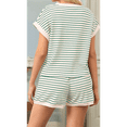thumbnail image 4 of Women Summer 2 Piece Sets Striped Short Sleeve T Shirts and Shorts Matching Set Light Green S, 4 of 6