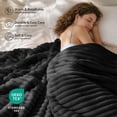thumbnail image 4 of SoComfy by Bedelite Black Blanket for Couch & Bed, 300GSM Soft & Warm Fleece Blanket, Decorative and Giftable Striped Blankets for Women, Men, 4 of 8