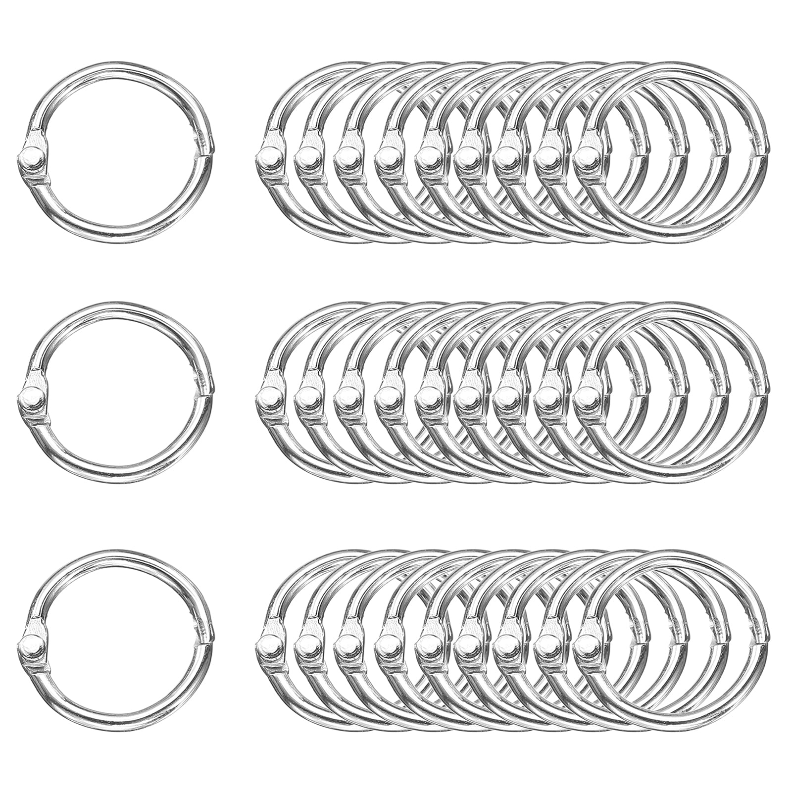 Uxcell 30pcs Binder Rings 0.6 Inch Loose Leaf Binder Ring Metal Book Rings Colorful Loose Leaf Rings, Silver Tone