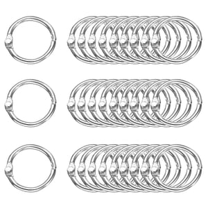 Uxcell 30pcs Bagues en briques 0.6 Anneaux en métal de Binder de feuille de pouce de couleur, ton argent