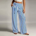 thumbnail image 2 of Costeam Womens Striped Wide Leg Pants Drawstring High Elastic Waist with Side Pockets Loose Fit Straight Leg Lightweight Soft Breathable Casual Long Trousers Comfy Relaxed Fit Bottoms, 2 of 6