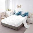 thumbnail image 3 of Bee 7 Piece Comforter Set Full Daisy Flowers Bedding Sets,Light Blue Ombre Oil Painting Floral Sheet Set with Comforter Graffiti Art Honeybee Butterfly Bohemian Decor, 3 of 4