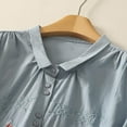 thumbnail image 5 of Women's Linen Look Top, Embroidered Short Sleeve Blouse with Button Down Front and Turndown Collar, Casual Polyester Shirt for All Seasons, 5 of 8
