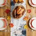 thumbnail image 5 of Navy Blue Pumpkin Fall Table Runner - 36 Inch Long Thanksgiving Harvest Botanical Vintage Cotton and Linen Blended Dress Scarves Farmhouse Table Runner for Kitchen Dining, Coffee Table, 13" x 36", 5 of 8