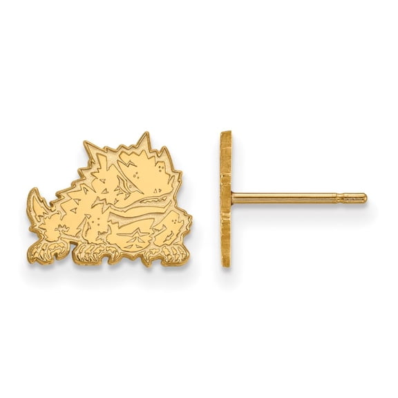 14k Gold LogoArt Texas Christian University Horned Frog Extra Small Post Earrings Q4Y022TCU