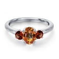 thumbnail image 3 of Gem Stone King 925 Sterling Silver Ecstasy Mystic Topaz and Red Garnet Engagement Ring for Women | 1.40 Cttw | Oval 7X5MM | Gemstone November Birthstone | Size 6, 3 of 6