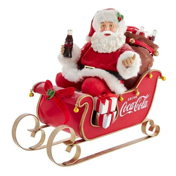 Coca-Cola CC5202 10 Po. Pièce de Table Coca-Cola Père Noël en Traîneau
