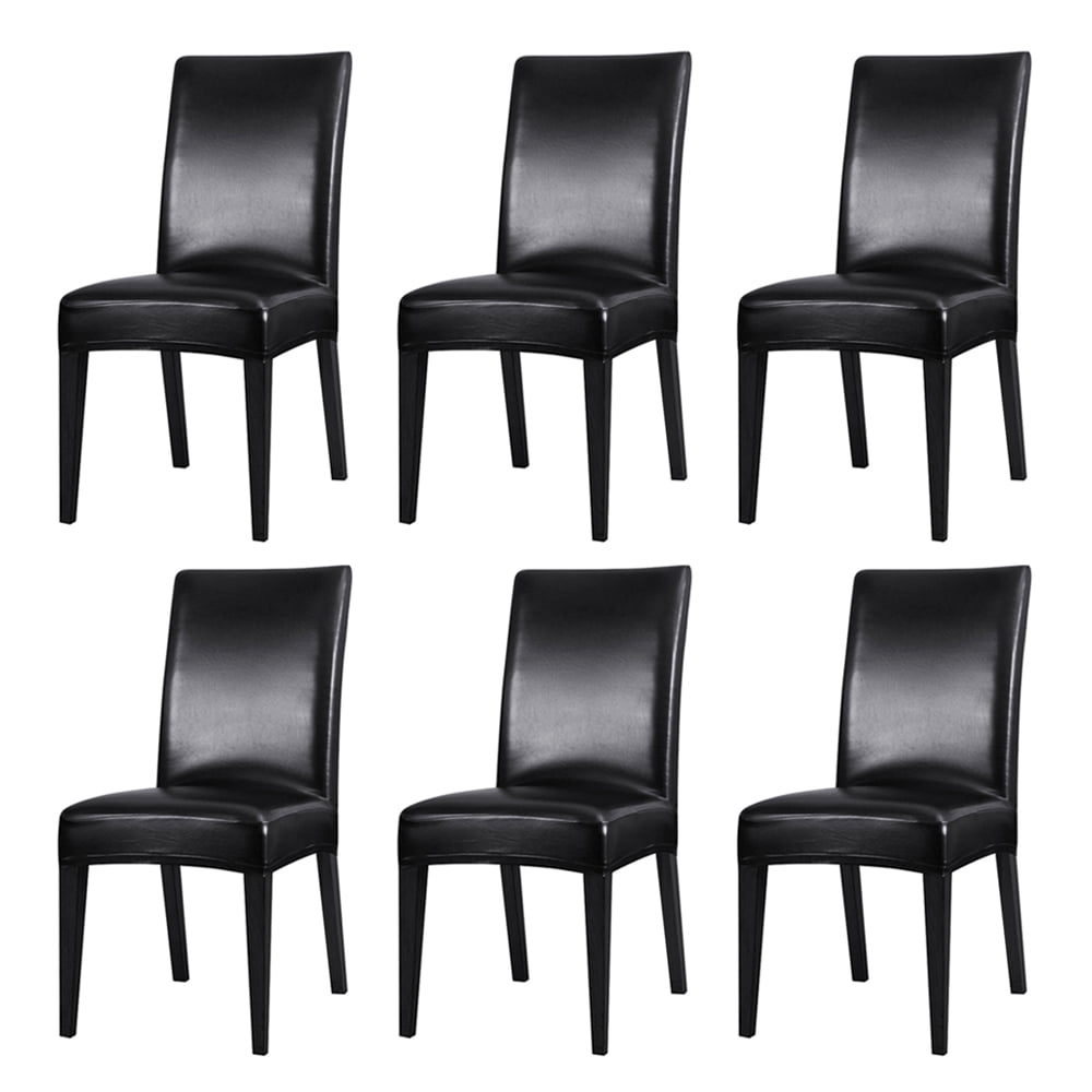 PU Faux Leather Short Dining Room Chair Seat Cover Slipcovers, Wedding
