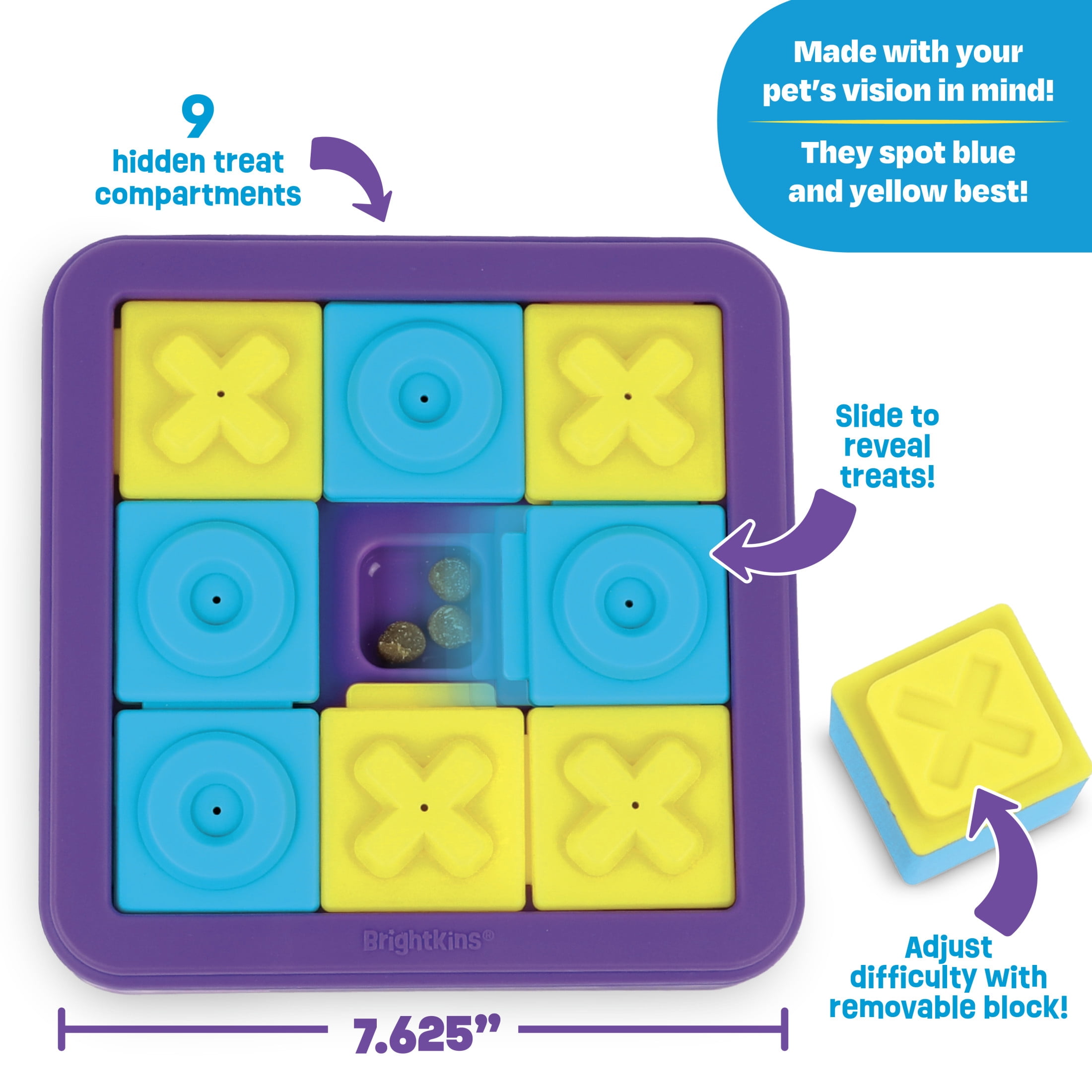 Brightkins  Tic-Tac-Toe Treat Puzzle, Enrichment Interactive Dog  Birthday Toys