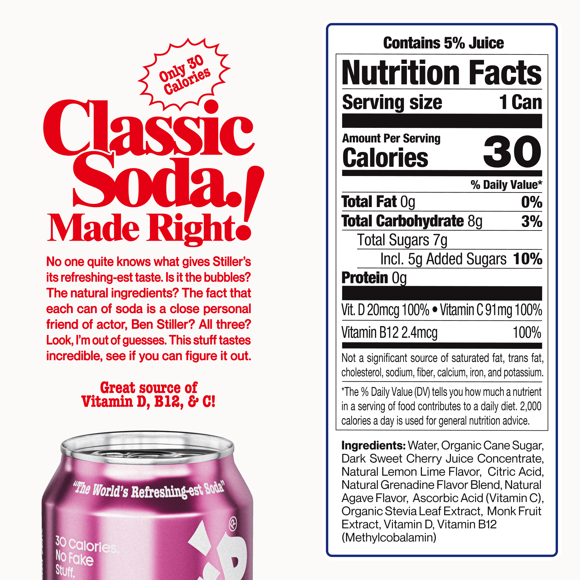 (12 Pack) Stiller's Shirley Temple Natural Soda, Carbonated Flavored Drink, Non-Alcoholic Mocktail, Caffeine Free, 12 Pack, 12 Fl Oz Cans
