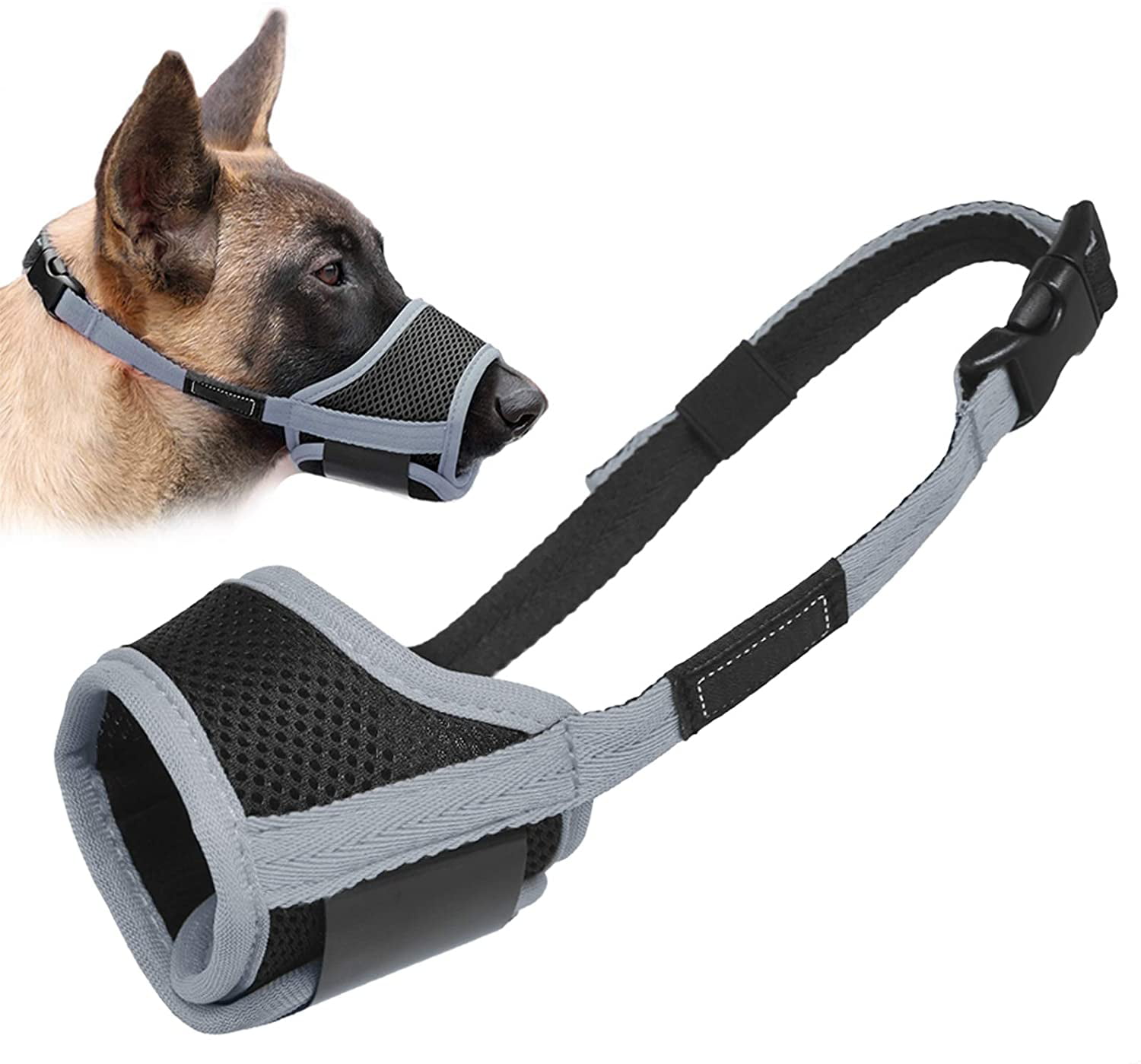 Anti Biting and Chewing Soft Dog Muzzle Cover with Dogs Hook & Loop for Small,Medium and Large Dogs Breathable Adjustable 
