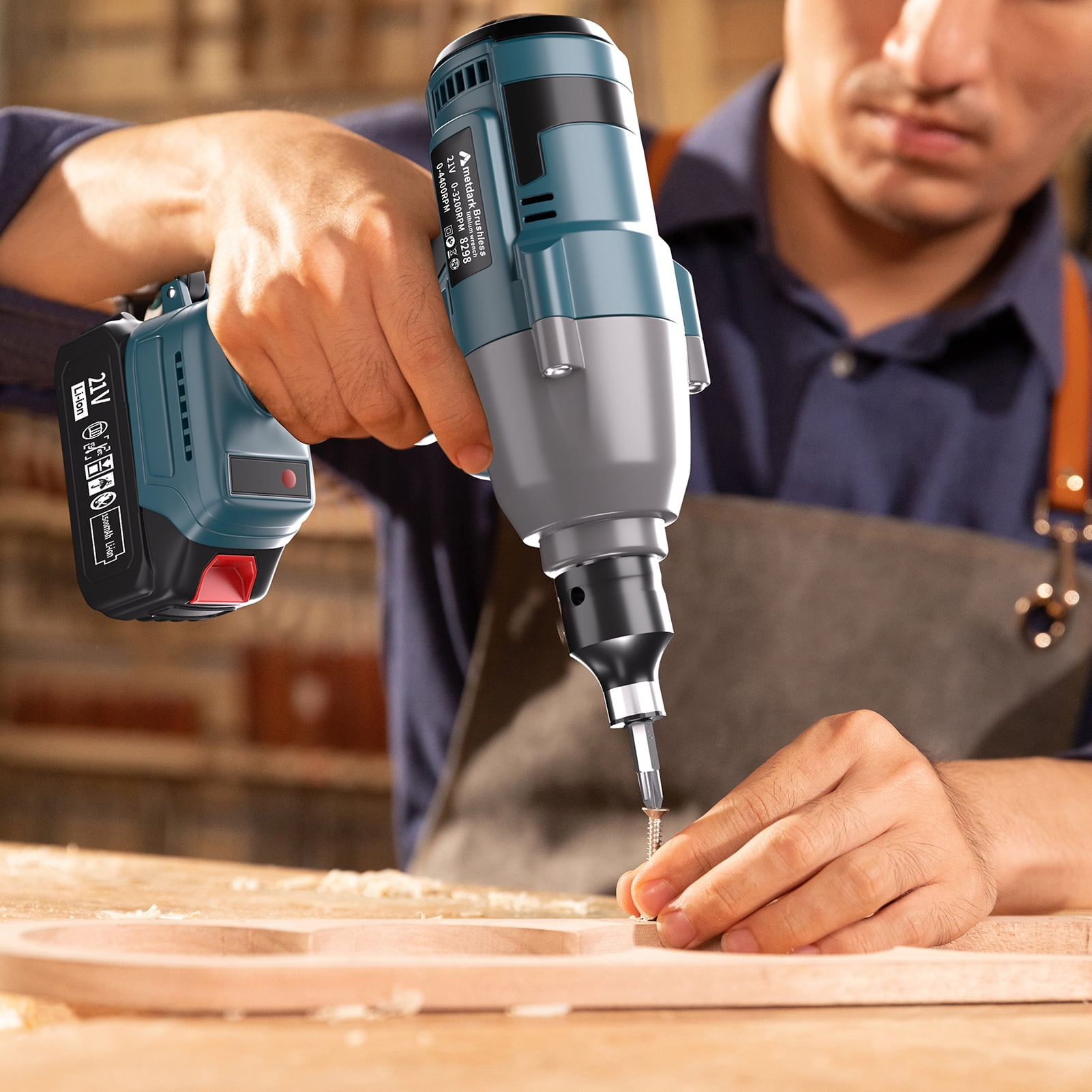 Power Cordless Impact Wrench 1/2", 20V Impact Brushless Motor with 2 x 3.0A Batteries, 2-Mode Speed & Max Torque 280 ft lbs (380N.m), Power Impact Wrench with 5 Sockets,8 Drill,8 Screws for Home Car